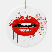 Rode lippen kussen schoonheid mode make-up keramisch ornament (Achterkant)