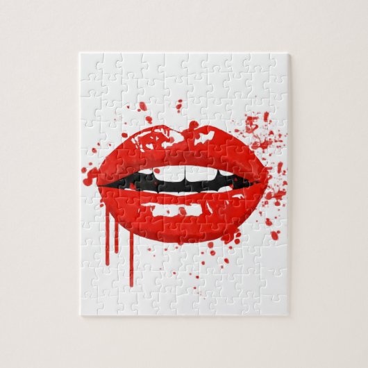 Rode lippen kussen schoonheid mode make-up legpuzzel (Verticaal)