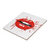 Rode lippen kussen schoonheid mode make-up tegeltje (Zijkant)