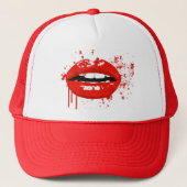 Rode lippen kussen schoonheid mode make-up trucker pet (Voorkant)