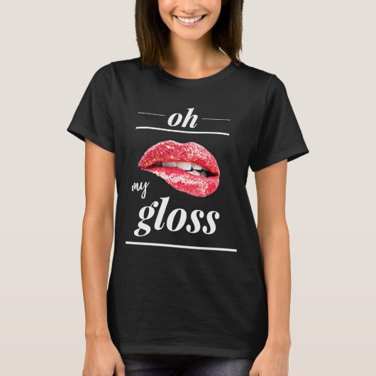 Rode lippen lippen, mijn glansende t-shirt (Voorkant)