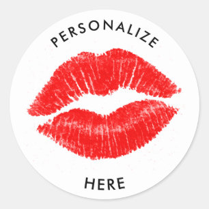 Rode Lippen Lippenstift Lip Stain Make-up Schoonhe Ronde Sticker