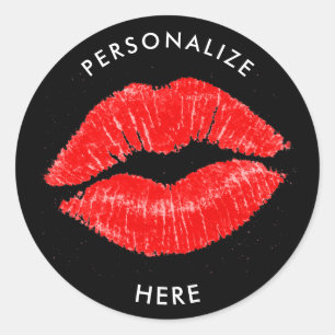 Rode Lippen Lippenstift Lip Stain Make-up Schoonhe Ronde Sticker