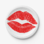 Rode lippen Lippenstift Lip Vlek Make-up Beauty Papieren Bordje (Voorkant)