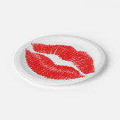 Rode lippen Lippenstift Lip Vlek Make-up Beauty Papieren Bordje (Gekanteld)