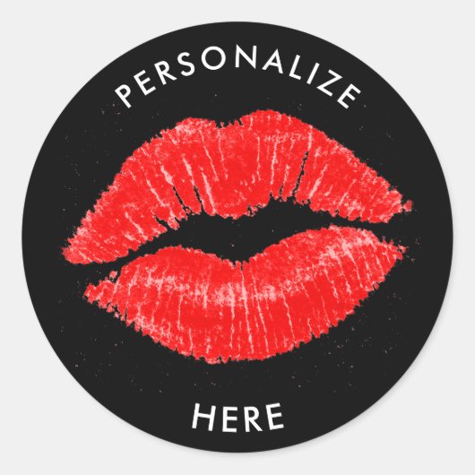 Rode lippen Lippenstift Lip Vlek Make-up Beauty Ronde Sticker (Voorkant)