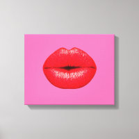 Rode lippen lippenstift pop kunst op girly roze