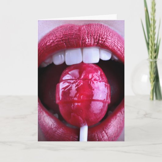 RODE LIPPEN LOLLIPOP ROMANTISCHE KAARTEN VOOR ECHT (Voorkant)