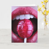 RODE LIPPEN LOLLIPOP ROMANTISCHE KAARTEN VOOR ECHT (Gele Bloem)