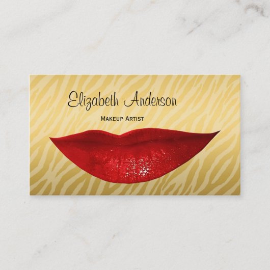 Rode Lippen Make-up Artiest Visitekaartje (Voorkant)