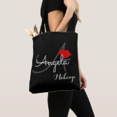 Rode lippen. Make-up artist monogram Beauty Black Tote Bag (Dichtbij)