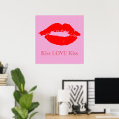 Rode lippen met Kiss Love Kiss Custom Color Poster (Thuiskantoor)