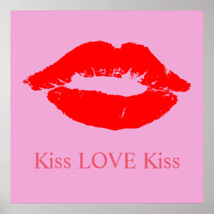 Rode lippen met Kiss Love Kiss Custom Color Poster