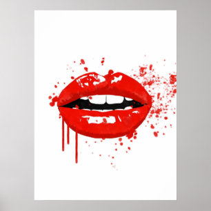 Rode lippen mode glamour moderne illustratie poster