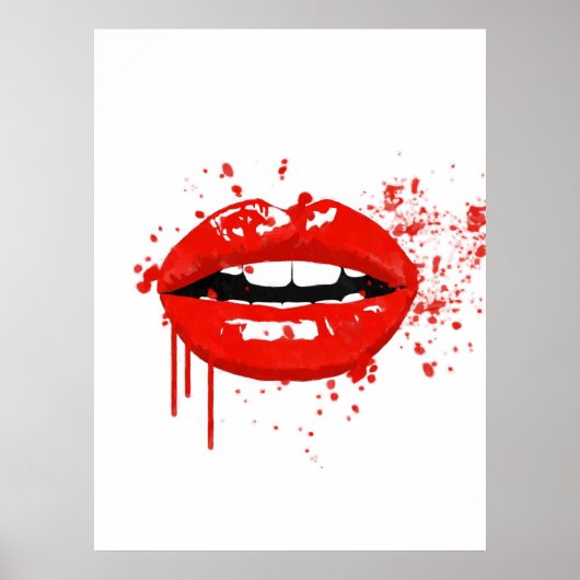 Rode lippen mode glamour moderne illustratie poster (Voorkant)