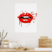 Rode lippen mode glamour moderne illustratie poster (Keuken)