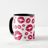 Rode lippen Modern kusspatroon Trendy White Mok (Voorkant links)