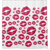 Rode lippen Moderne Kus Patroon Trendy Witte Douch Douchegordijn (Voorkant)