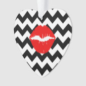 Rode lippen op zwart-wit zigzag ornament (voorkant)