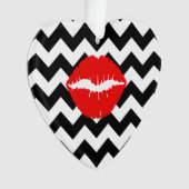 Rode lippen op zwart-wit zigzag ornament (voorkant)