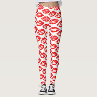 Rode Lippen Patroon Leggings