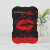 Rode lippen patroon valentijn feestuitnodiging kaart (Staand voorkant)