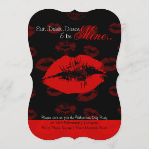 Rode lippen patroon valentijn feestuitnodiging kaart