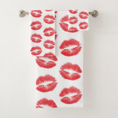 Rode lippen, patroon van lippen, rode lippenstift, bad handdoek (Insitu)