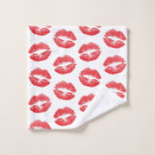 Rode lippen, patroon van lippen, rode lippenstift, bad handdoek (Wasdoekje)