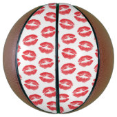 Rode lippen, patroon van lippen, rode lippenstift, basketbal (Verticaal)
