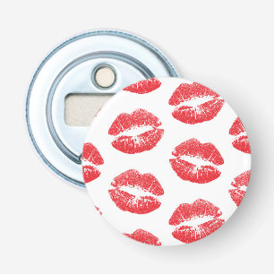 Rode lippen, patroon van lippen, rode lippenstift, button flesopener
