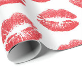 Rode lippen, patroon van lippen, rode lippenstift, cadeaupapier (Rol Hoek)