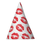 Rode lippen, patroon van lippen, rode lippenstift, feesthoedjes (Rechts)