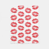 Rode lippen, patroon van lippen, rode lippenstift, fleece deken (Voorkant)