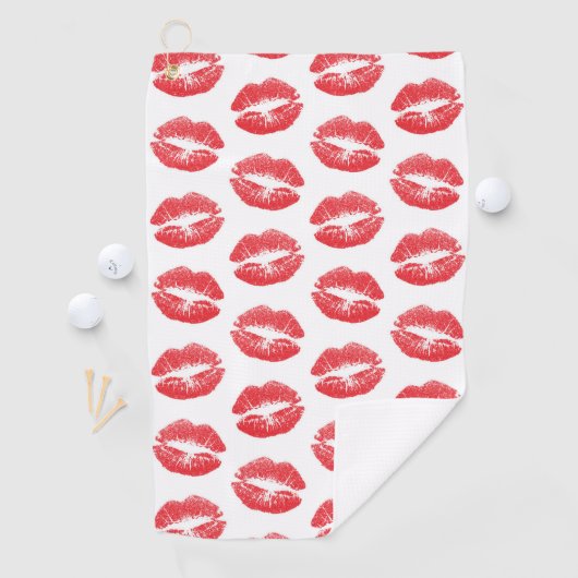 Rode lippen, patroon van lippen, rode lippenstift, golfhanddoek (Insitu)