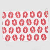 Rode lippen, patroon van lippen, rode lippenstift, golfhanddoek (Horizontaal)