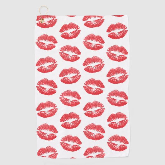 Rode lippen, patroon van lippen, rode lippenstift, golfhanddoek (Voorkant)