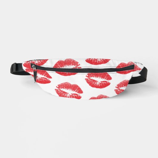 Rode lippen, patroon van lippen, rode lippenstift, heuptasje (Voorkant)