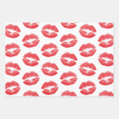 Rode lippen, patroon van lippen, rode lippenstift, inpakpapier vel (Voorkant 3)