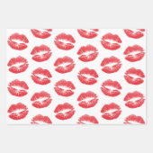 Rode lippen, patroon van lippen, rode lippenstift, inpakpapier vel (Voorkant)