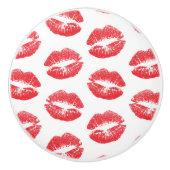 Rode lippen, patroon van lippen, rode lippenstift, keramische knop (Voorkant)