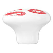Rode lippen, patroon van lippen, rode lippenstift, keramische knop (Zijkant)