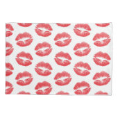 Rode lippen, patroon van lippen, rode lippenstift, kussensloop (Achterkant)