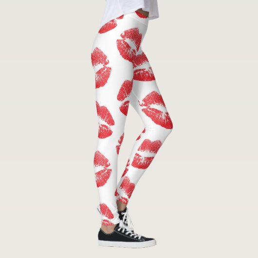 Rode lippen, patroon van lippen, rode lippenstift, leggings (Rechts)