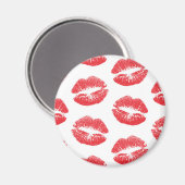 Rode lippen, patroon van lippen, rode lippenstift, magneet (Voorkant / Achterkant)