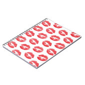 Rode lippen, patroon van lippen, rode lippenstift, notitieboek (Linkerzijde)