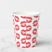 Rode lippen, patroon van lippen, rode lippenstift, papieren bekers (Rechts)