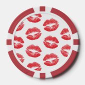 Rode lippen, patroon van lippen, rode lippenstift, poker chips (Voorkant)