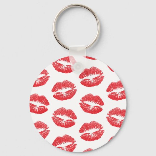 Rode lippen, patroon van lippen, rode lippenstift, sleutelhanger (Voorkant)