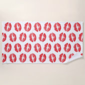 Rode lippen, patroon van lippen, rode lippenstift, strandlaken (Voorkant)